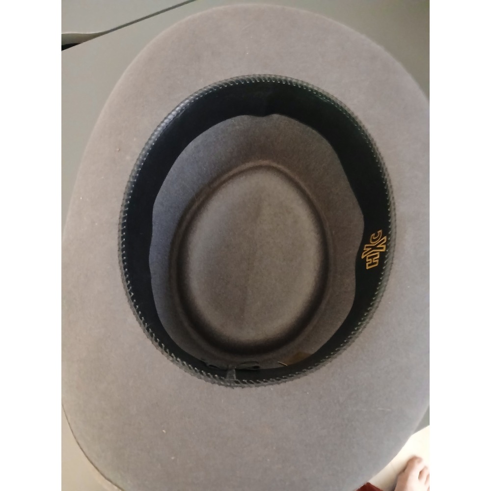 HXC Mens Gray 100% Wool Fedora Hat Large Made in USA Telescope Crown Black Band - Picture 4 of 8